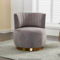 Gray Bouclé Swivel Barrel Accent Chair